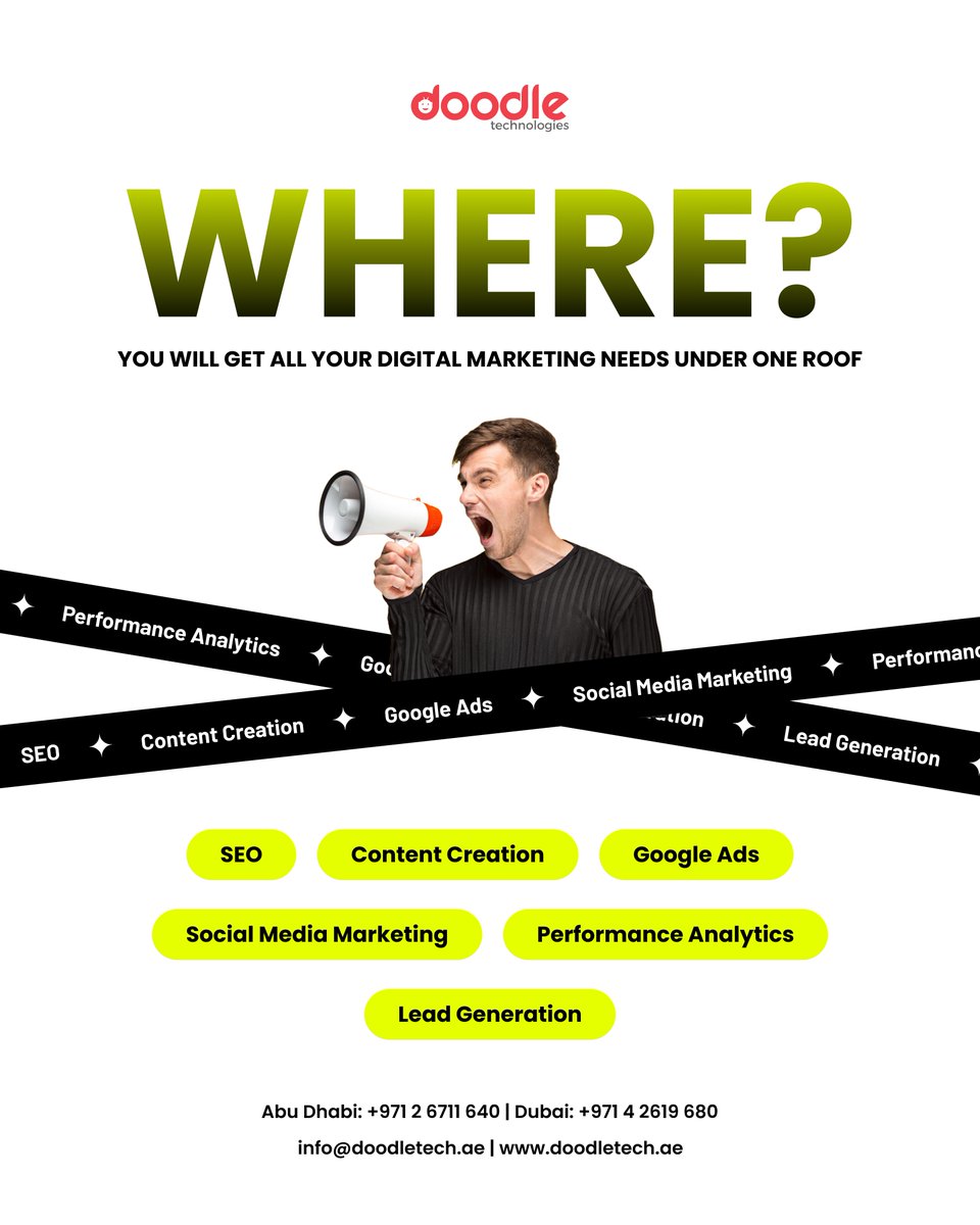 doodletechuae's tweet image. Your search for complete #DigitalMarketing solutions ends HERE at #DoodleTech! 🚀

✅ #SEO &amp;amp; #GoogleAds
✅ #ContentCreation
✅ #SocialMediaMarketing
✅ #PerformanceAnalytics
✅ #LeadGeneration
📍 Abu Dhabi: +971 2 6711 640 | Dubai: +971 4 2619 680
🌐 doodletech.ae