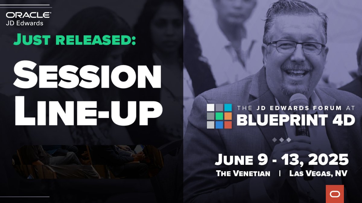 OracleJDEdwards's tweet image. The #BLUEPRINT4D session lineup is here! Explore essential learning to support your enterprise with latest #JDEdwards capabilities: bit.ly/BP4Dsessions20…
