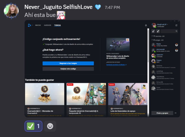 🥇🥇GANADOR SORTEO DE ARMA MITICA de WIDOW🥇🥇
-*SIGUEME EN twitch.tv/flaqow1 y youtube.com/@Overwatchenun…
🎁PROXIMO SORTEO DE MEGALOTE DE LESSERAFIM🎁!
Gracias a <a href="/OverwatchLATAM/">Overwatch</a> por los codigos<3
#OW2Season15
#OverwatchCreator
#OW2latam
<a href="/flaqowmx/">FLAQOW</a>