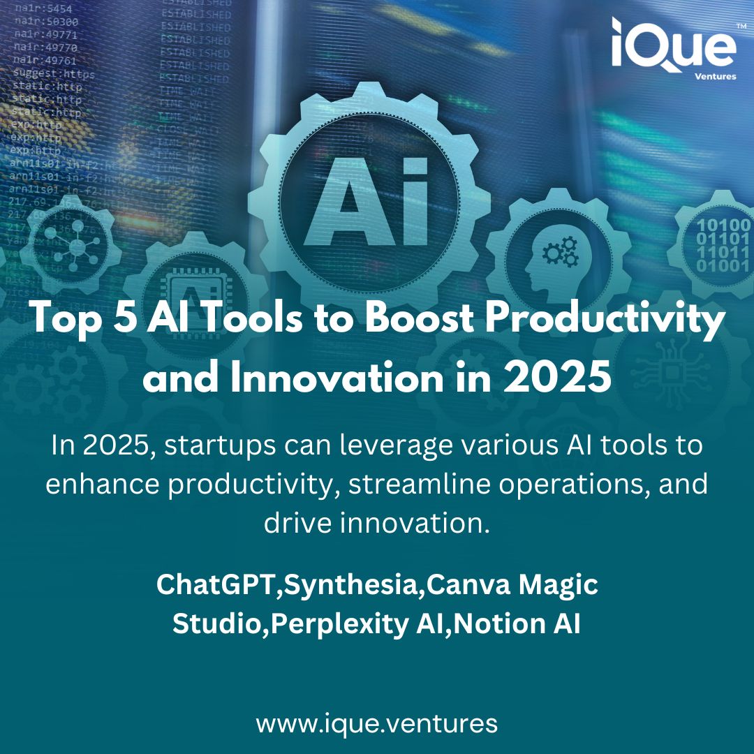 iQueventures's tweet photo. Top 5 AI Tools Every Startup Needs in 2025! 🤖

Supercharge your startup growth with these game-changing AI tools! 

#startup #ecosystem #entrepreneur #smallbuisness #supportingstartups #ique #iqueventures #viral #viralpost #trending #trend  #instagramreels  #StartupSuccess https://t.co/HLzCitLxCp