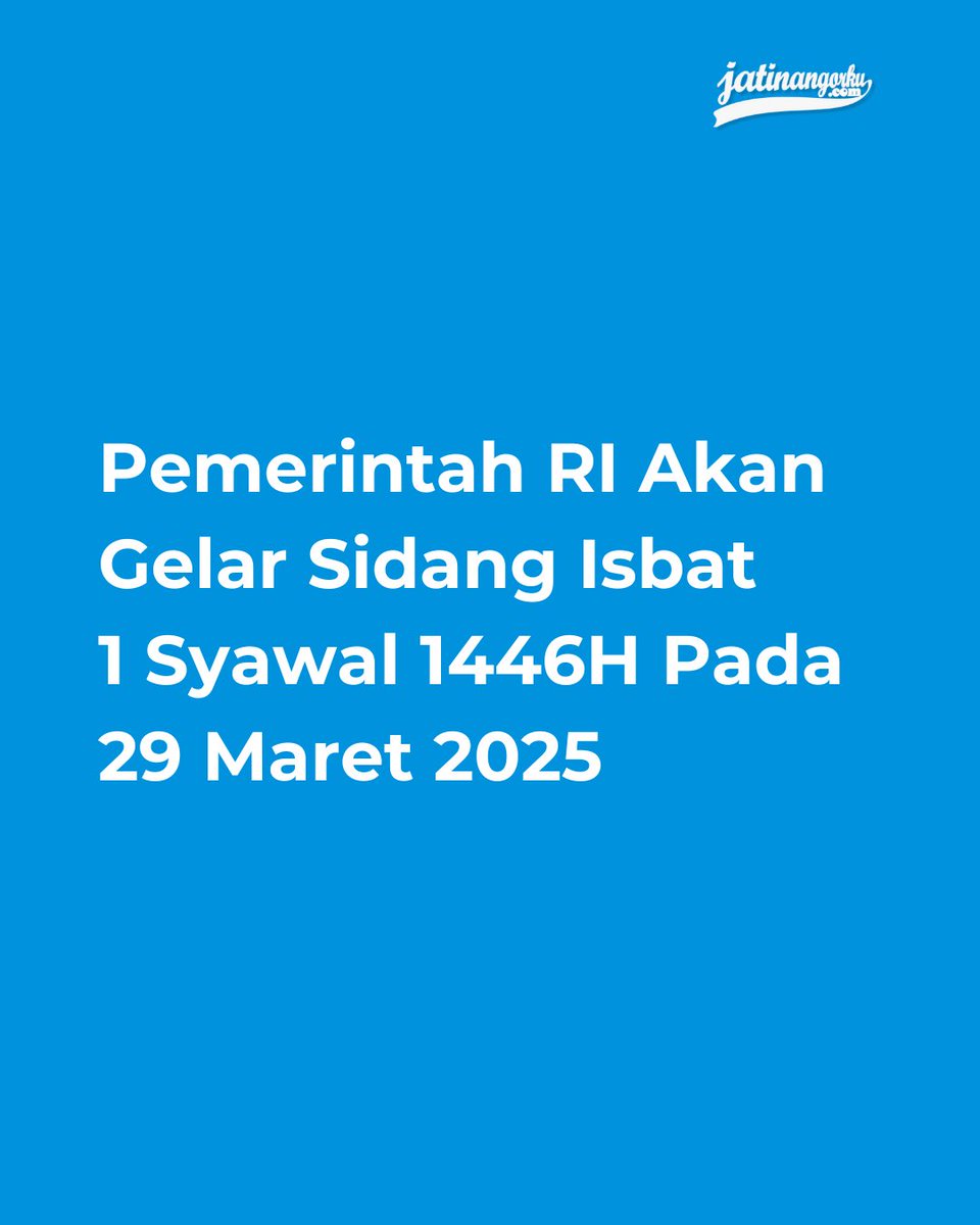 Kementerian Agama (Kemenag) Republik Indonesia akan gelar Sidang Isbat penentuan 1 Syawal 1446 H pada 29 Ramadhan 1446 H atau 29 Maret 2025.

Rukyatul hilal akan dikakukan di 33 titik di seluruh Indonesia, kecuali Bali yang sedang dalam suasana Nyepi.

#SidangIsbat #1Syawal1446H