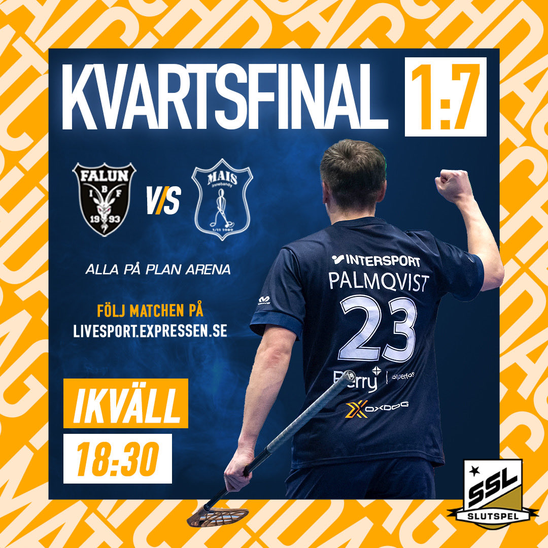 GAMEDAY!
🆚 IBF Falun
🥅 Kvartsfinal 1:7
🕒 18:30
📍 Alla På Plan Arena
Halva potten: 123 080 88 32
📺 livesport.expressen.se

#SSLse #mullsjoais #puma #Oxdog #Boostyourperformance #intersport #gatoradesverige #sslslutspelet