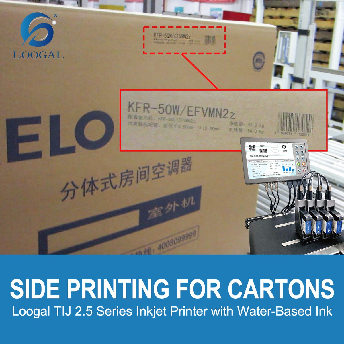 loogal_print's tweet image. SIDE PRINTING FOR CARTONS - Loogal TIJ 2.5 Series Inkjet Printer with Water-Based Ink! #tijprinter #inkjetprinters #ThermalInkjetPrinter #inkjetprintersupplier #inkjetprintermanufacturer #printingsolutions #tijprinters #barcodeprinter #cartonprinter