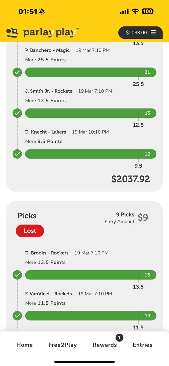 JSmit0025's tweet image. Every single pick was from @propsdotcash projections, awesome app!