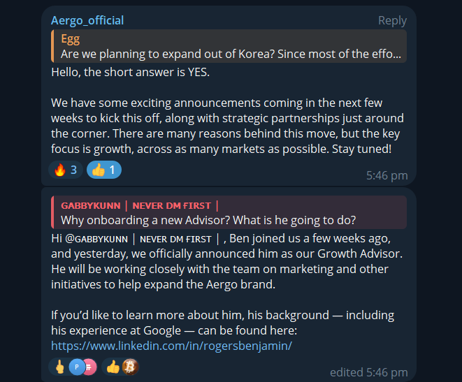 Some answeres from <a href="/aergo_io/">Aergo (HPP)</a>  on the AMA yesterday:

"We have some exciting announcements coming in the next few weeks to kick this off, along with strategic partnerships just around the corner."

Review the AMA here: t.me/aergoofficial/…
$AERGO