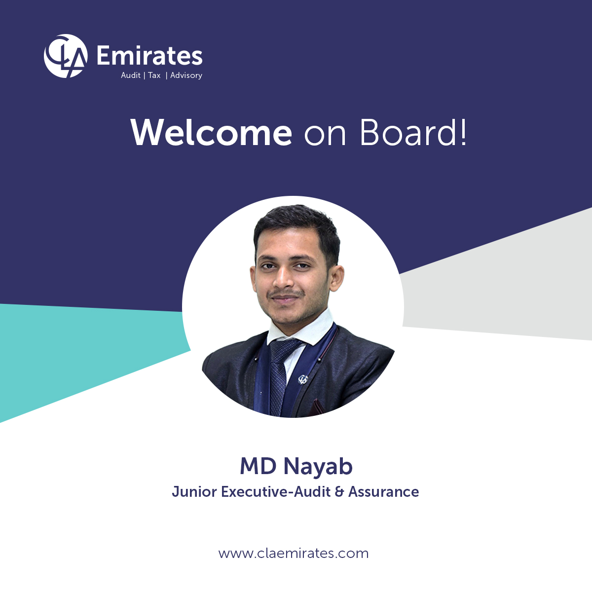CLAEmirates's tweet photo. Welcome to the CLA Emirates [formerly Emirates Chartered Accountants Group - ECAG] team, MD Nayab!
We're excited to have you on board as Junior Executive – Audit &amp; Assurance. Wishing you great success in your new role!
 #AuditAndAssurance #CLA #CLAEMIRATES #CLAGLOBAL #ECAG https://t.co/aJSXF1xtKr