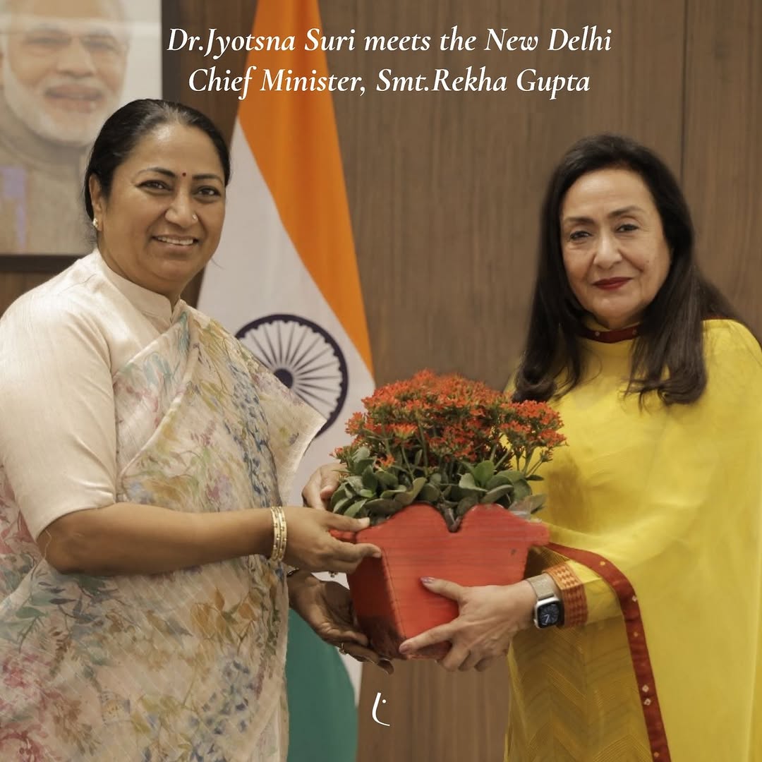 Dr. Jyotsna Suri, Chairperson &amp; Managing Director, The Lalit Suri Hospitality Group, extends heartfelt congratulations to Smt. Rekha Gupta, the newly elected Chief Minister of Delhi. Celebrating the strength and achievements of women in power.✨