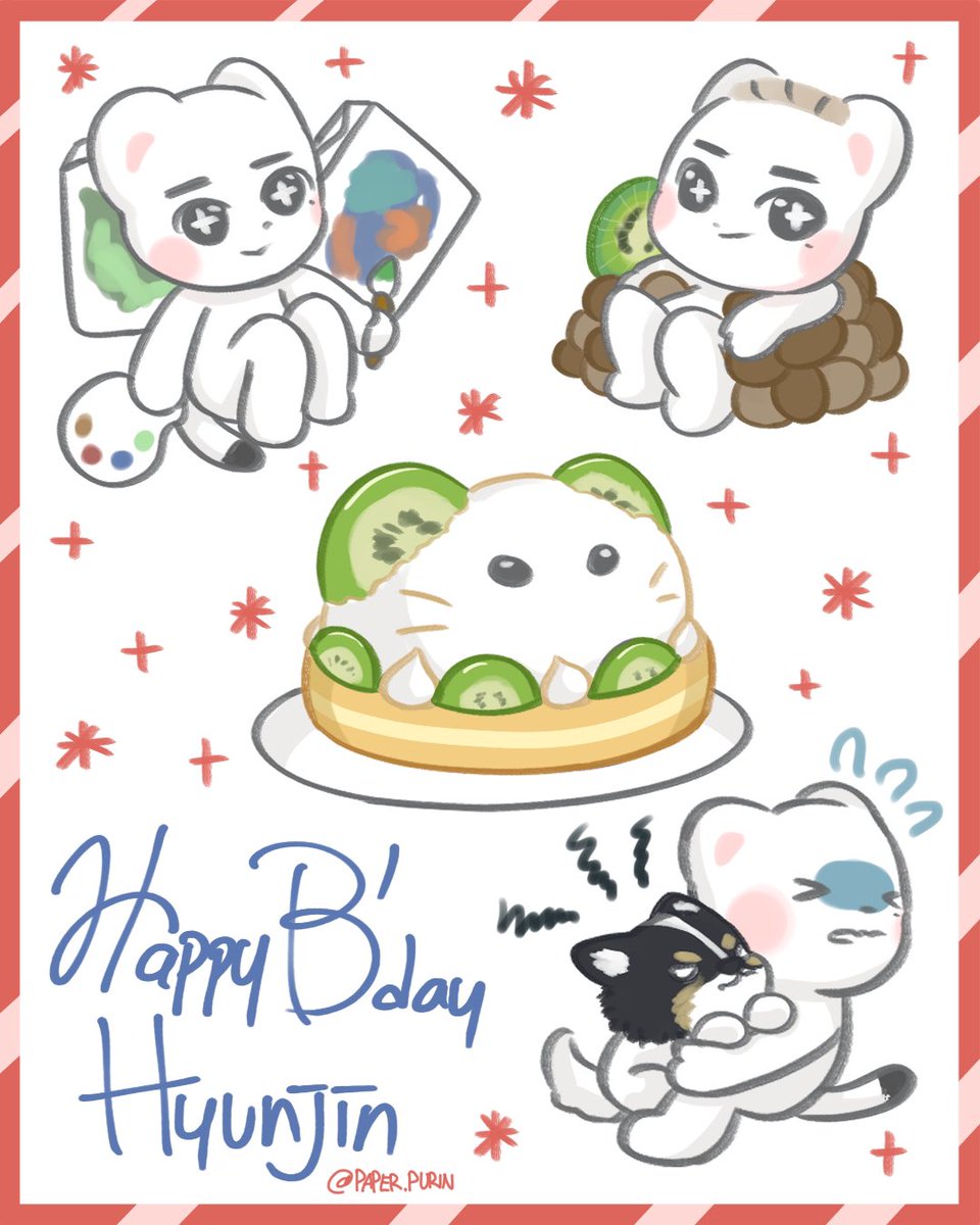 paperpurin's tweet photo. Happy Birthday Hwang Hyunjin 🤍🥟🥝
Pabo prince of kiwi nation, artistic king, beloved white noodle of ferret kingdom.
.
.
.
.
#skzoofanart #straykids #hwanghyunjin #jiniret 
#happyhwanghyunjinday https://t.co/LZyKPuqB3w