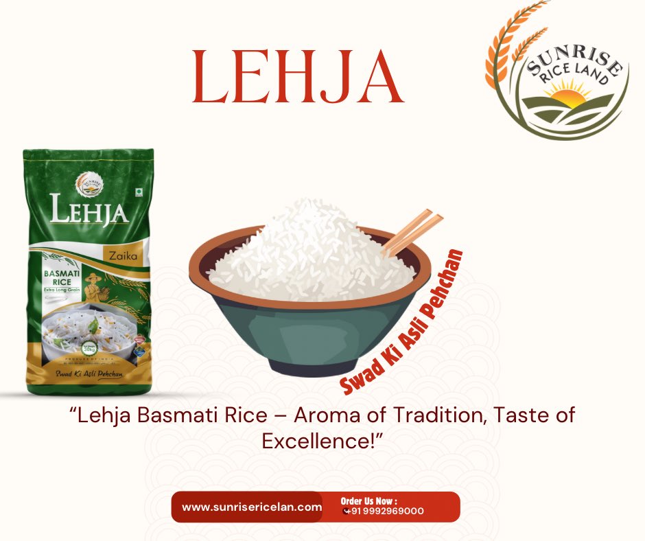 sriceland's tweet photo. 🌾 LEHJA BASMATI RICE – AROMA OF PERFECTION 🌾

Experience the finest Lehja Basmati Rice, where every grain tells a story of purity, aroma, and exquisite taste. Grown in the lush fields of India, our basmati rice.

#LehjaBasmati #AromaOfPerfection #PremiumRice #BasmatiExcellence https://t.co/OCIg04oN82