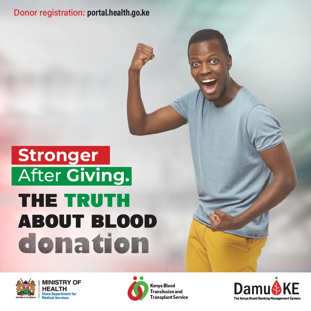 Concerned that donating blood might leave you feeling weak? The truth is your body quickly replenishes, making you even stronger.

Visit ktta.go.ke/itsinyourblood to register as a blood donor and learn more about the process. #ItsInYourBlood