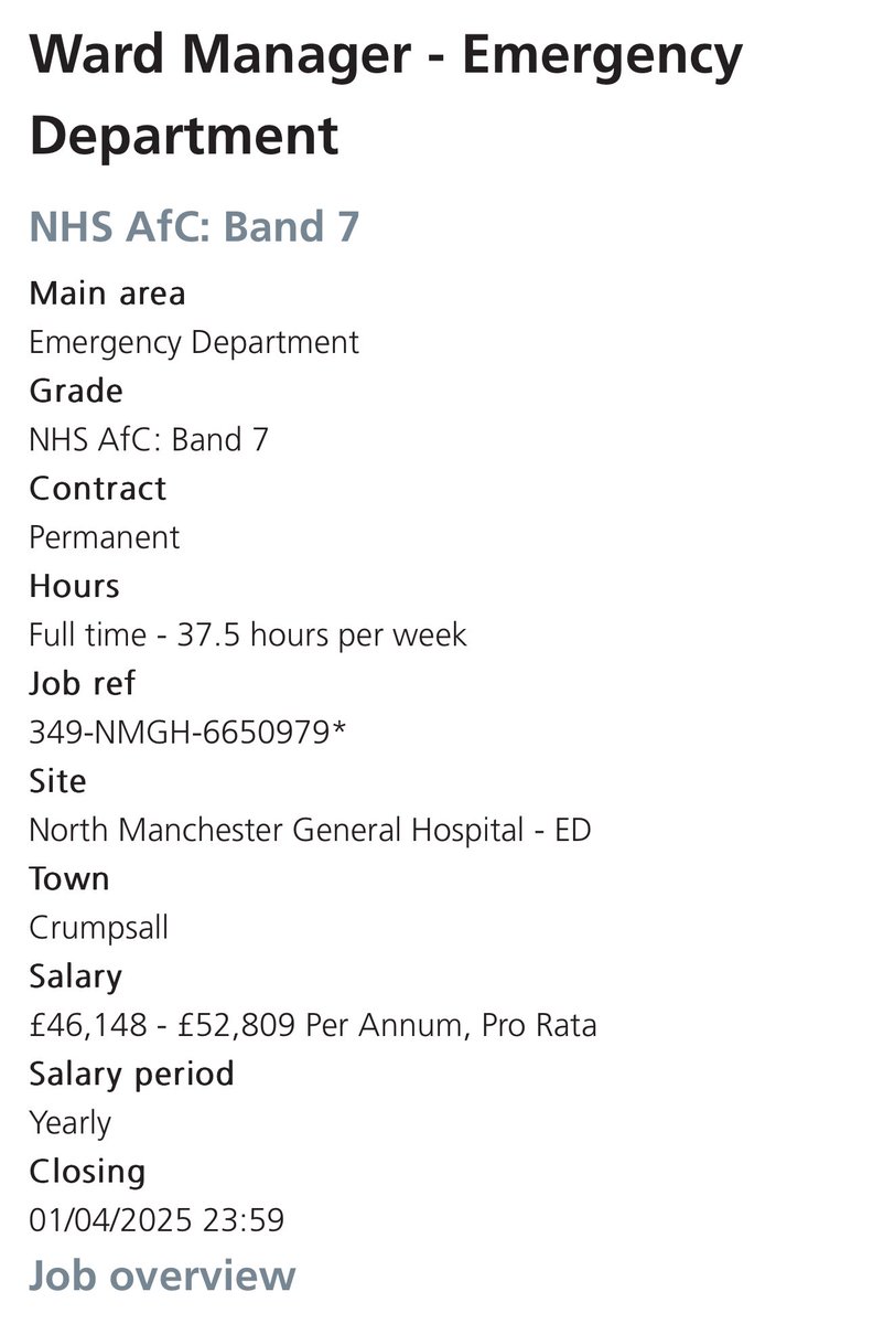 NMGH ED
Band 7 - Ward Manager
New job opportunity 
Come and join our fabulous team