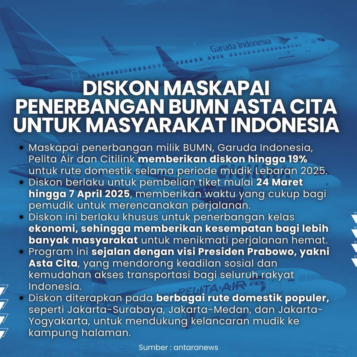 maniakupdate_'s tweet photo. Gak perlu pusing biaya mudik! Dengan Mudik BUMN, ada diskon tiket transportasi biar perjalanan lebih terjangkau dan nyaman! #berita #diskonbumn #bumn #diskonmudik #updatenews #beritaviral #beritaterkini #infoterkini https://t.co/aes8xe3AUH