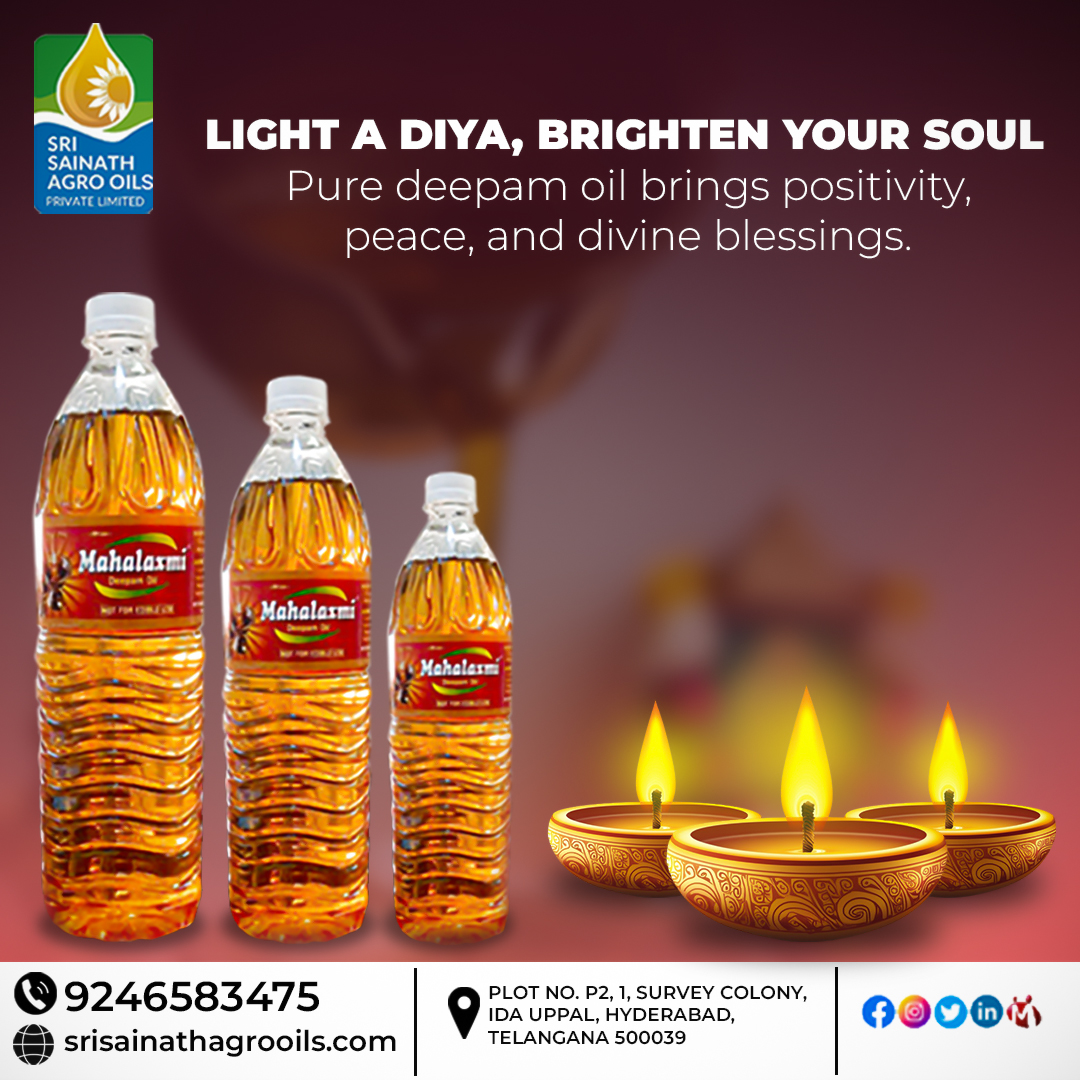 agro_oils's tweet image. Sri Sai Nath Agro Oils – Light Up Every Moment with Mahalaxmi Deepam Oil! 🪔✨

📞 +91 9246583475
🌐 srisainathagrooils.com

#SriSaiNathAgroOils #MahalaxmiDeepamOil #PureLight #DivineGlow #TraditionalOil #SpiritualEssence #AuspiciousBeginnings #LongLastingFlame #DeepamOil