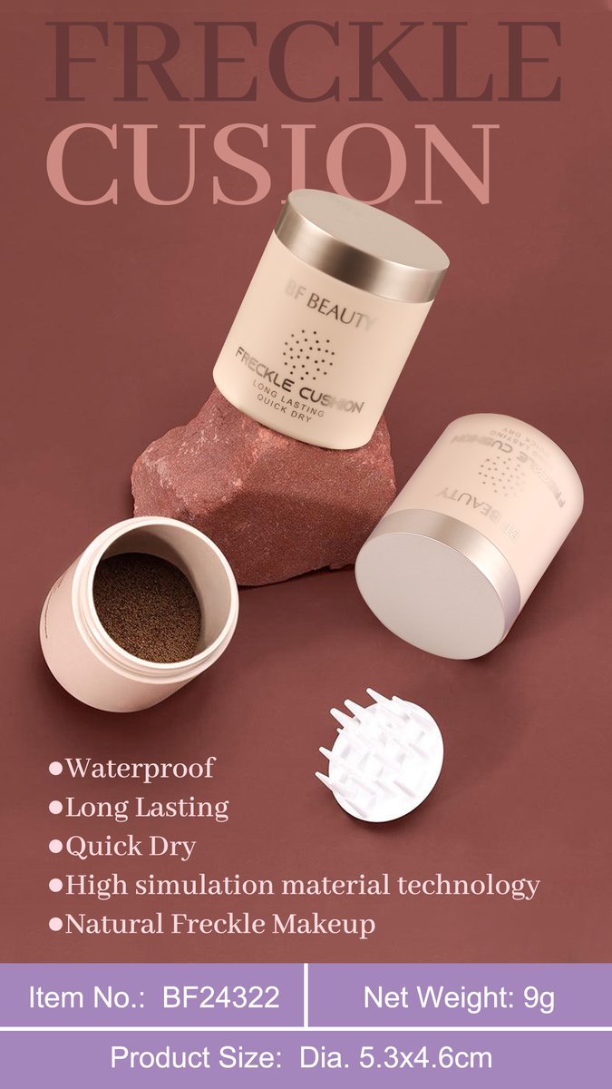 BFBeautyCN's tweet image. "Faux Freckles, Real Charm! 🌿"
Get the perfect sun-kissed look with our Long Lasting Freckle Cushion! 
Waterproof, quick-dry, and natural-looking. 
Ready to glow?
📞 WAS: 189 6605 3509
#FreckleMakeup #NaturalBeauty #WaterproofMakeup #LongLasting #MakeupLovers #BeautyInnovation