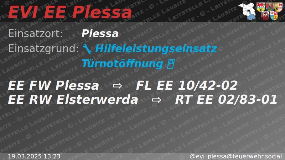ReportLKEE's tweet photo. Die Ortswehr #Plessa wurde an zwei Tagen zur gleichen Nutzungseinheit gerufen, um Zugang zur Wohnung zu schaffen. In beiden Fällen geschah dies zerstörungsfrei über die Wohnungstür. Dahinter befand sich eine Person in #Notlage, welche durch den #Rettungsdienst versorgt wurde. https://t.co/KqZWKJVaLO