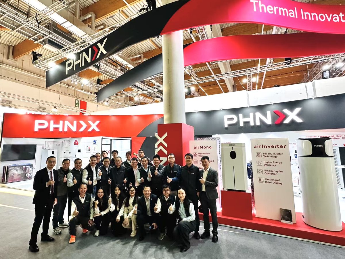 PHNIXEN's tweet image. At ISH 2025, PHNIX is showcasing its complete range of R290 heat pump solutions for the European market! Plus, discover our Smart Residential Energy Solution in collaboration with SAJ. 
👉See you soon at PHNIX booth Hall 12.1, Stand E80!
#ISH25 #Frankfurt #HVAC