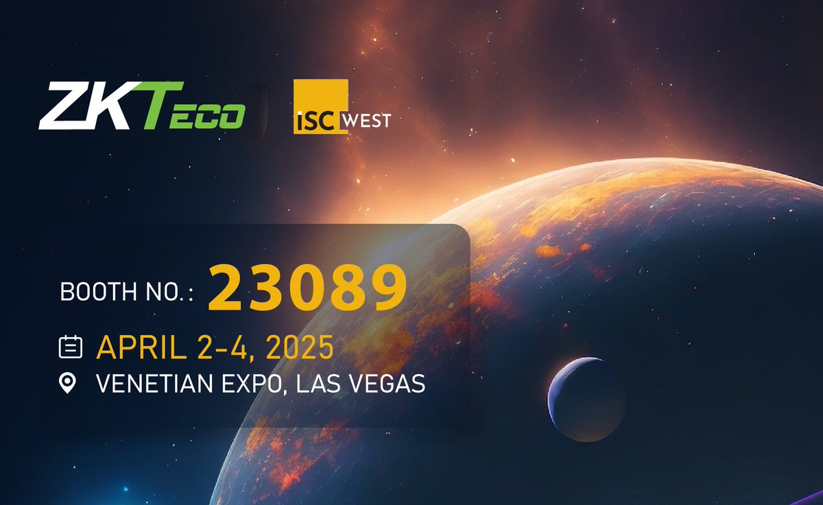 UPCOMING Event for ZKTeco - ISC West

📆Date:
2025.04.02 - 2025.04.04

🎉ZKTeco Booth No.: 23089

🏃Address: Venetian Expo, Las Vegas

If you have any question on the event, please feel free to contact ZKTeco USA
📨 info@zktecousa.com