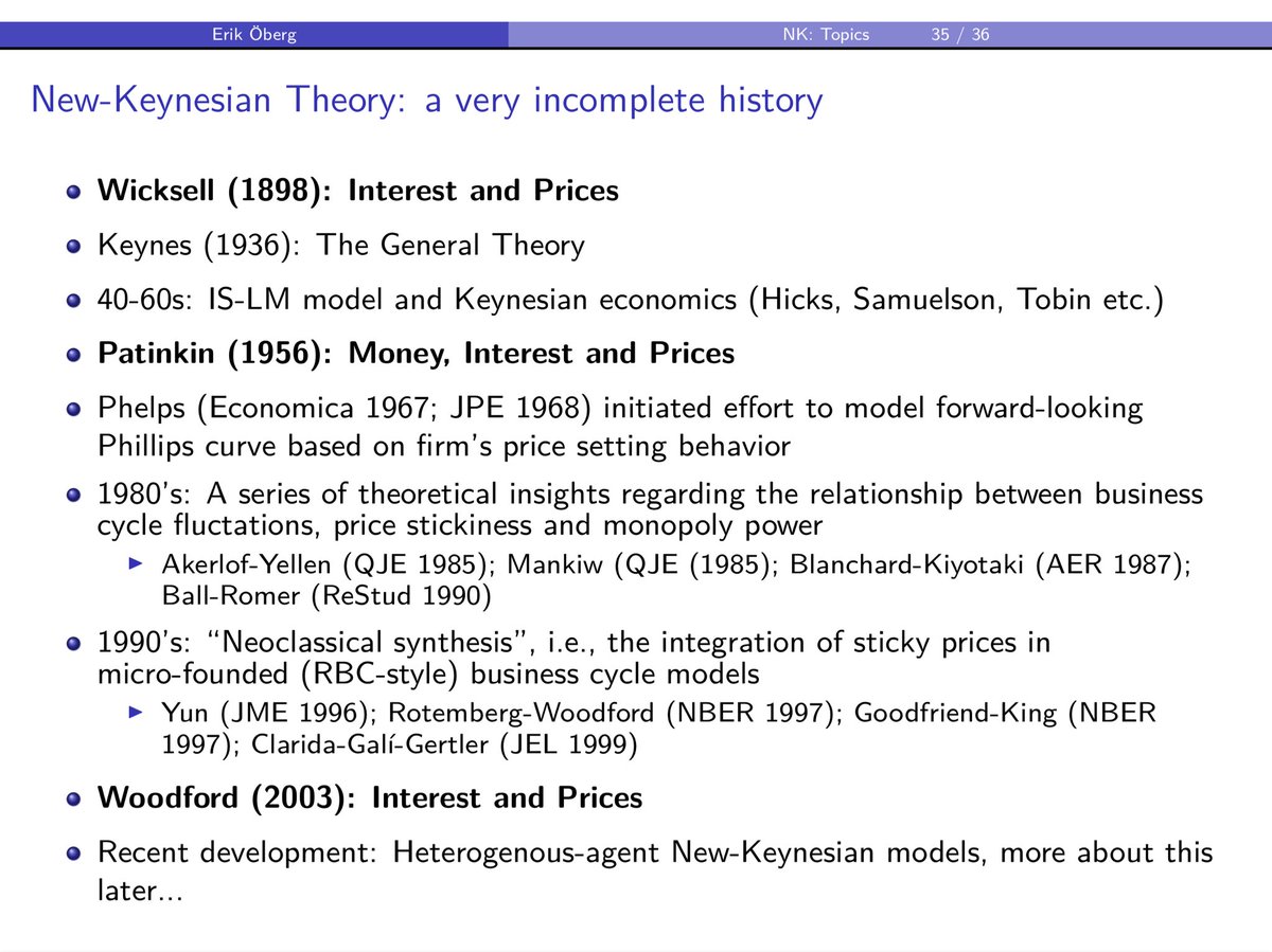 Fair one-slide summary of literature leading up 3-equation New-Keynesian model?