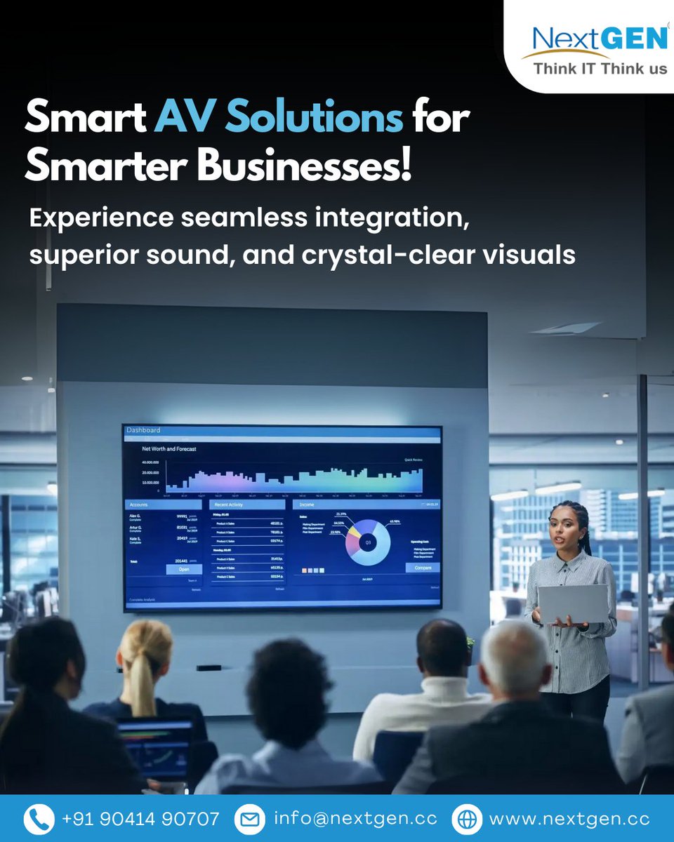 NextGenera78667's tweet image. Upgrade your workspace and redefine collaboration with our smart AV solutions specially designed for clarity, efficiency, &amp;amp; impact. 

#smartavsolutions #avsolutions #BusinessInnovation #entrepreneurlife #businessgrowth #Corporate #SmartWorkspaces #NextGenerationComputers #Punjab