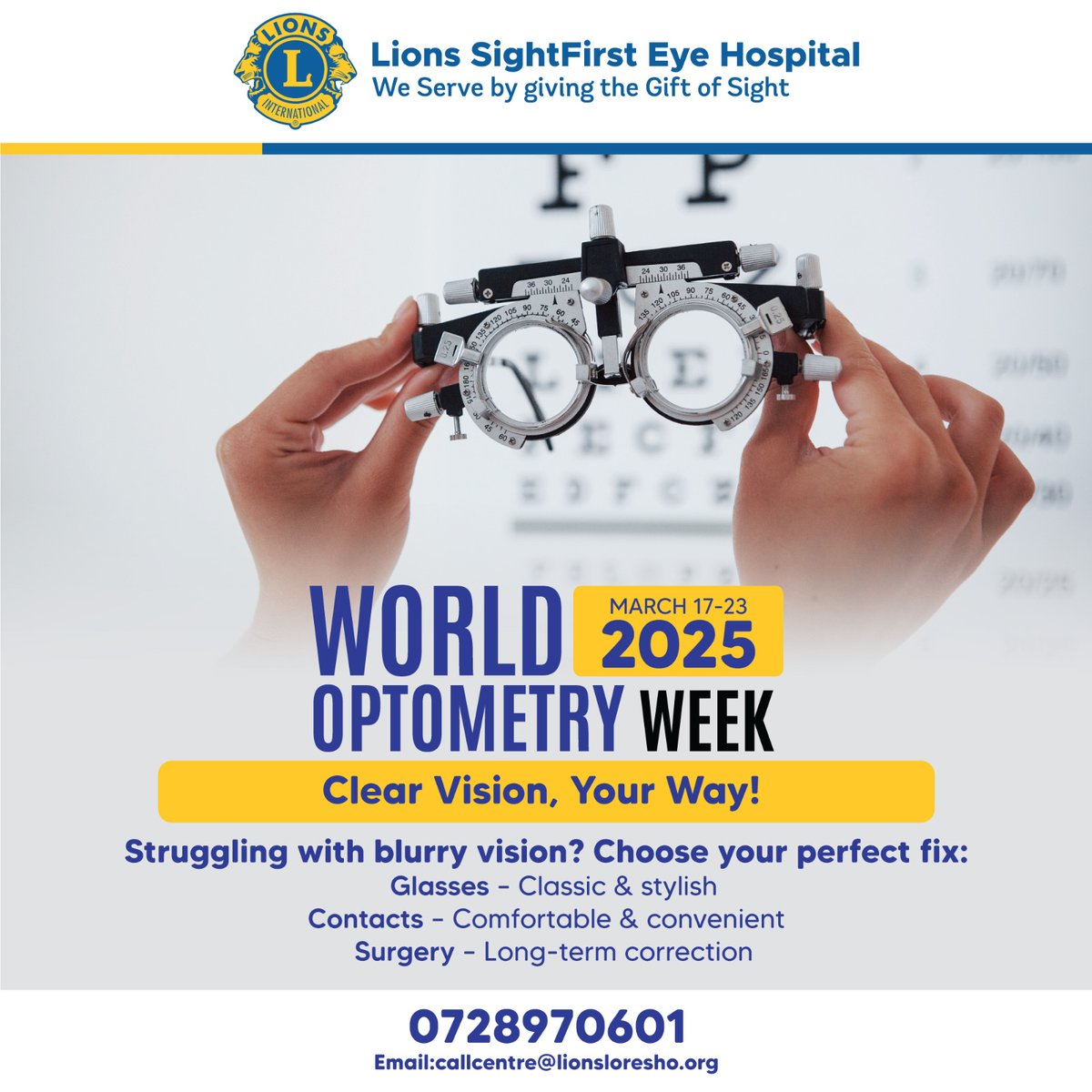 LionsSightfirst's tweet image. Glasses, contacts, or surgery – whatever your vision needs, we’re here to help you see clearly!  #WorldOptometryWeek&quot;