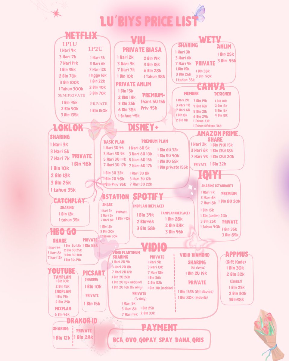 WTB WTS JUAL‼️APP PREM VISION+ RCTI+ NETFLIX HBO GO/MAX CANVA VIU WETV DLL🤩 FAST RESP✅ FULL GARANSI✅ ADMIN RAMAH 100%🤩✅ MARIII KAK SINII LNGSUNG DI WASAF/DM SAJAAA🤩💗💗

💌 wa.me/6287834763108

#zonauang