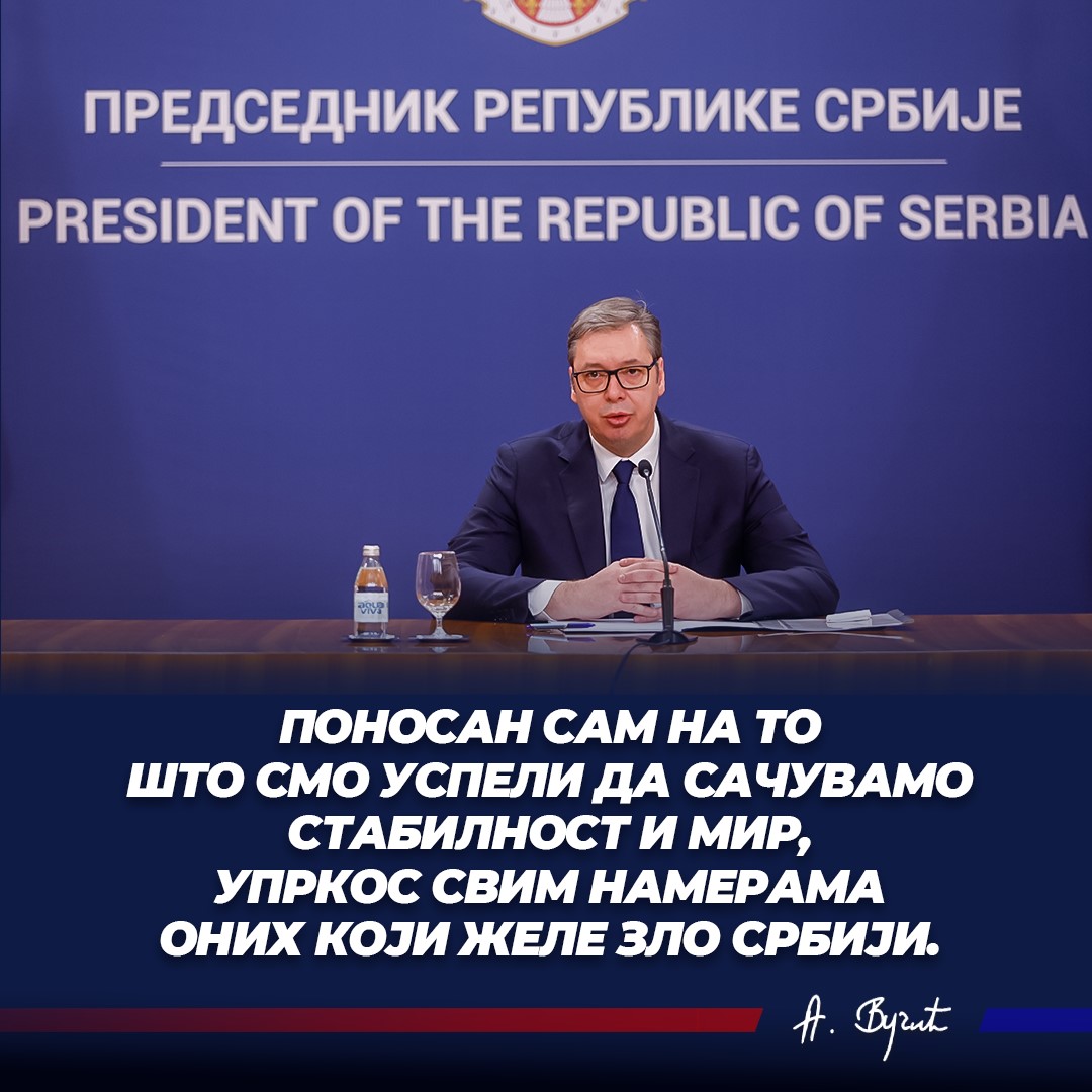 Поносан сам на то што смо успели да сачувамо стабилност и мир, упркос свим намерама оних који желе зло Србији. 🇷🇸🇷🇸🇷🇸 <a href="/avucic/">Александар Вучић</a> #SNS #Srbija #Vucic