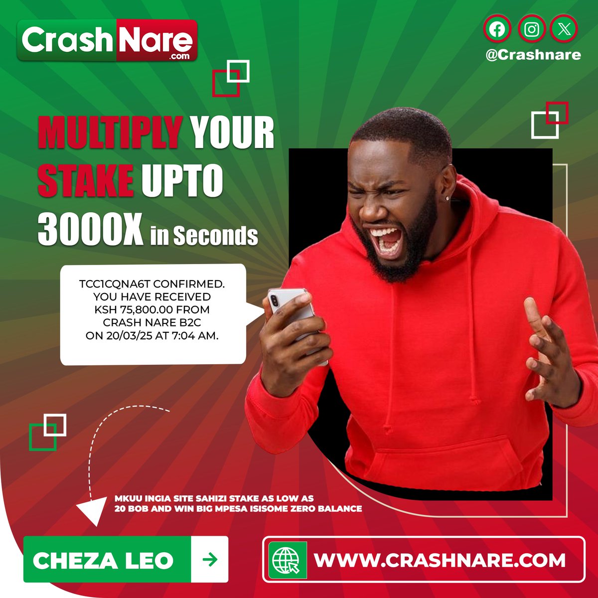 Tinget004's tweet photo. 🔥 Multiply Your Stake Up to 3000X! 🔥

Win BIG with CrashNare in just seconds! 🚀 Stake as low as 20 bob and turn it into thousands instantly. Don’t let your Mpesa hit zero — play now and win BIG!

💥 Cheza Leo at https://t.co/2HtyOQHpza 💥 #CrashNare #WinBig #PlaySmart https://t.co/ukdJevGryZ