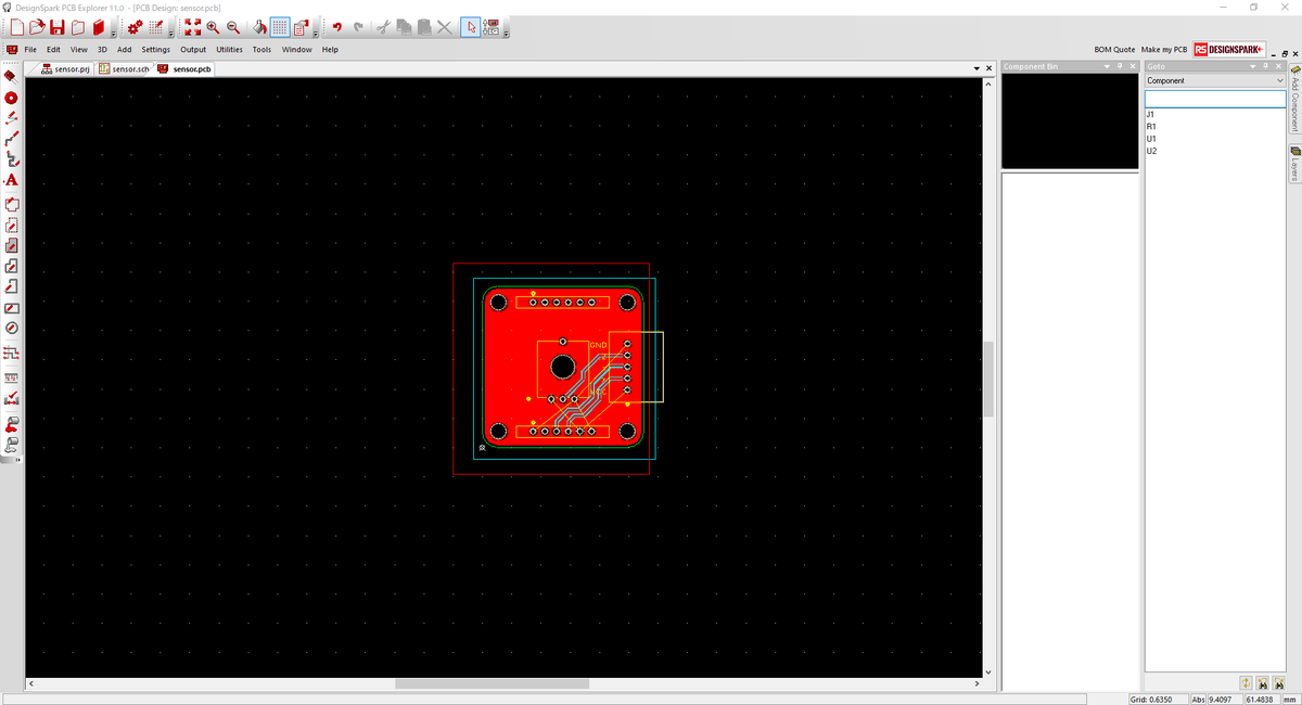 iwashi_471's tweet image. センサー用の基盤でけた！
既製品の基盤とコネクタの位置合わせるのに苦労したがいい感じにできたと思いたい

#VRChat #フルトラ自作 #DesignSparkPCB