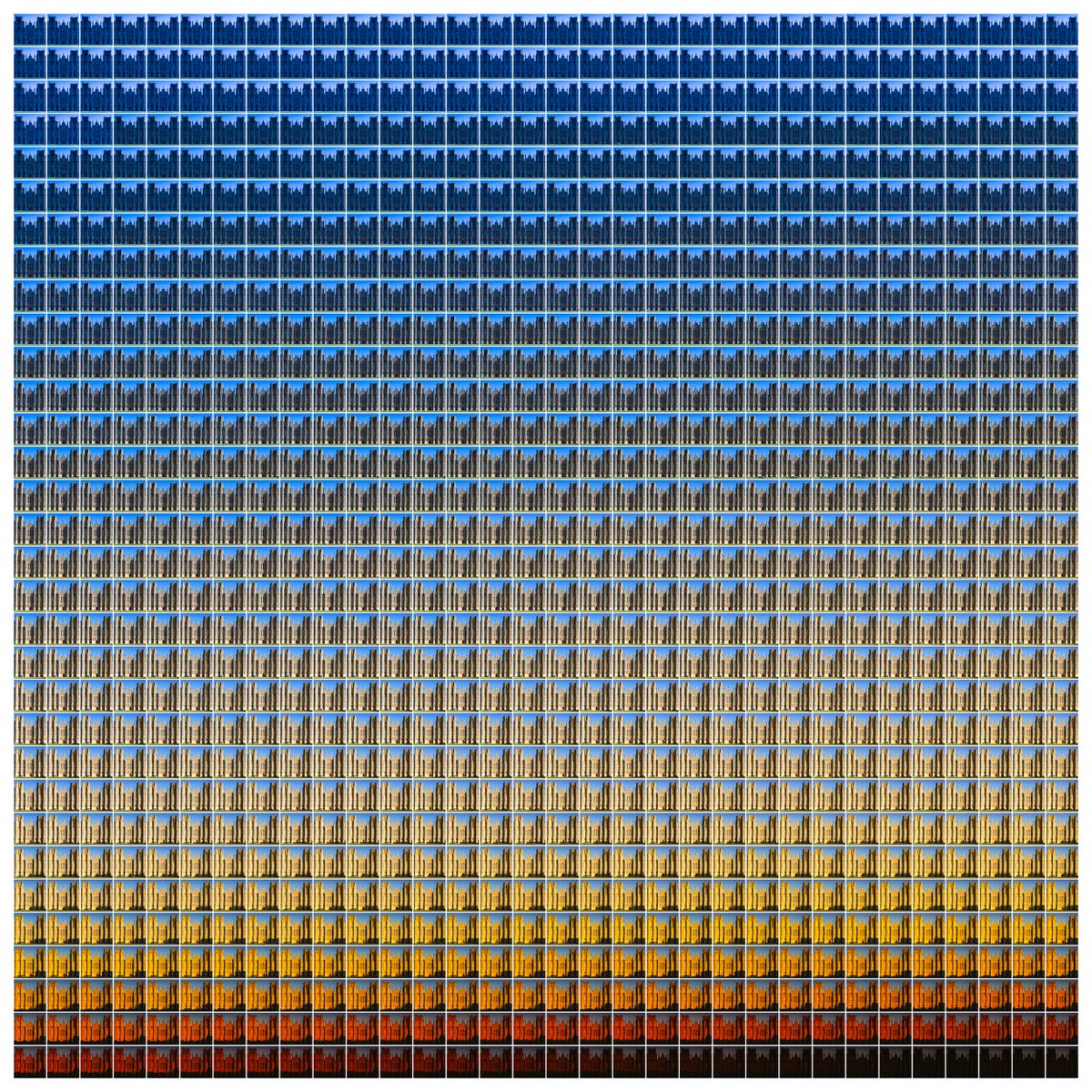 The colour temperature of light over a single day taken in a thousand images at Wells Cathedral.
