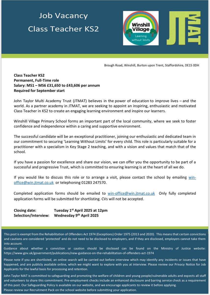 We are looking for teachers to join our fantastic team😊 if you are interested, please see the job advert below.