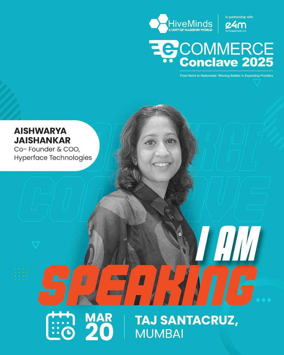 Our Co-founder &amp; COO, Aishwarya Jaishankar, is sharing her insights today at the E-Commerce Conclave 2025, hosted by HiveMinds in partnership with exchange4media!

 📍 Taj Santacruz, Mumbai |  📅 March 20

This is an invite-only event — registering here: hiveminds.in/ecom-conclave-…