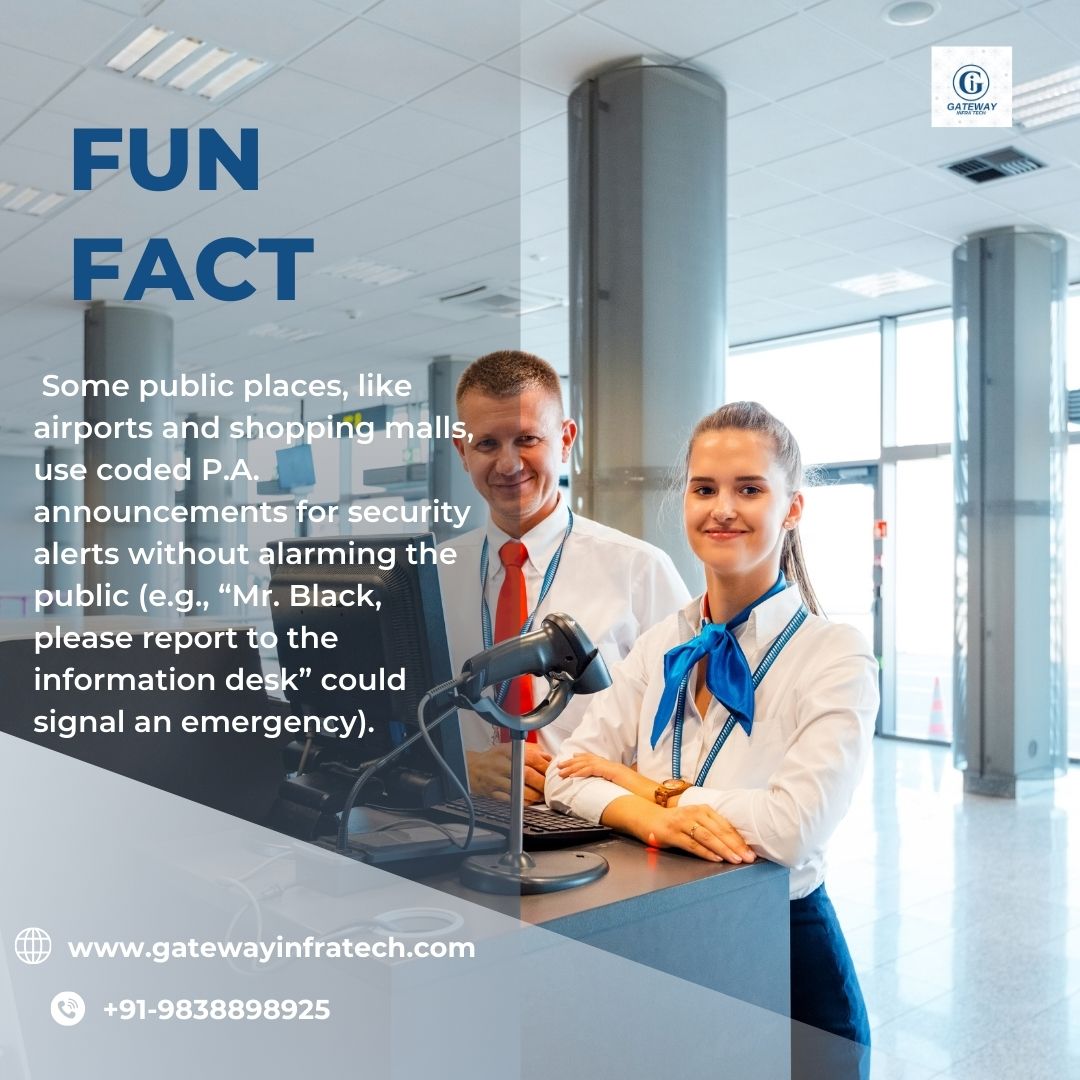 TechInfra95840's tweet image. **🛑 Did You Know? 🛑**  

Many public places, like airports &amp;amp; malls, use **coded P.A. announcements** for security alerts without alarming the public. For example, *"Mr. Black, please report to the information desk"* could signal an emergency!  

#PASystems #GatewayInfraTech