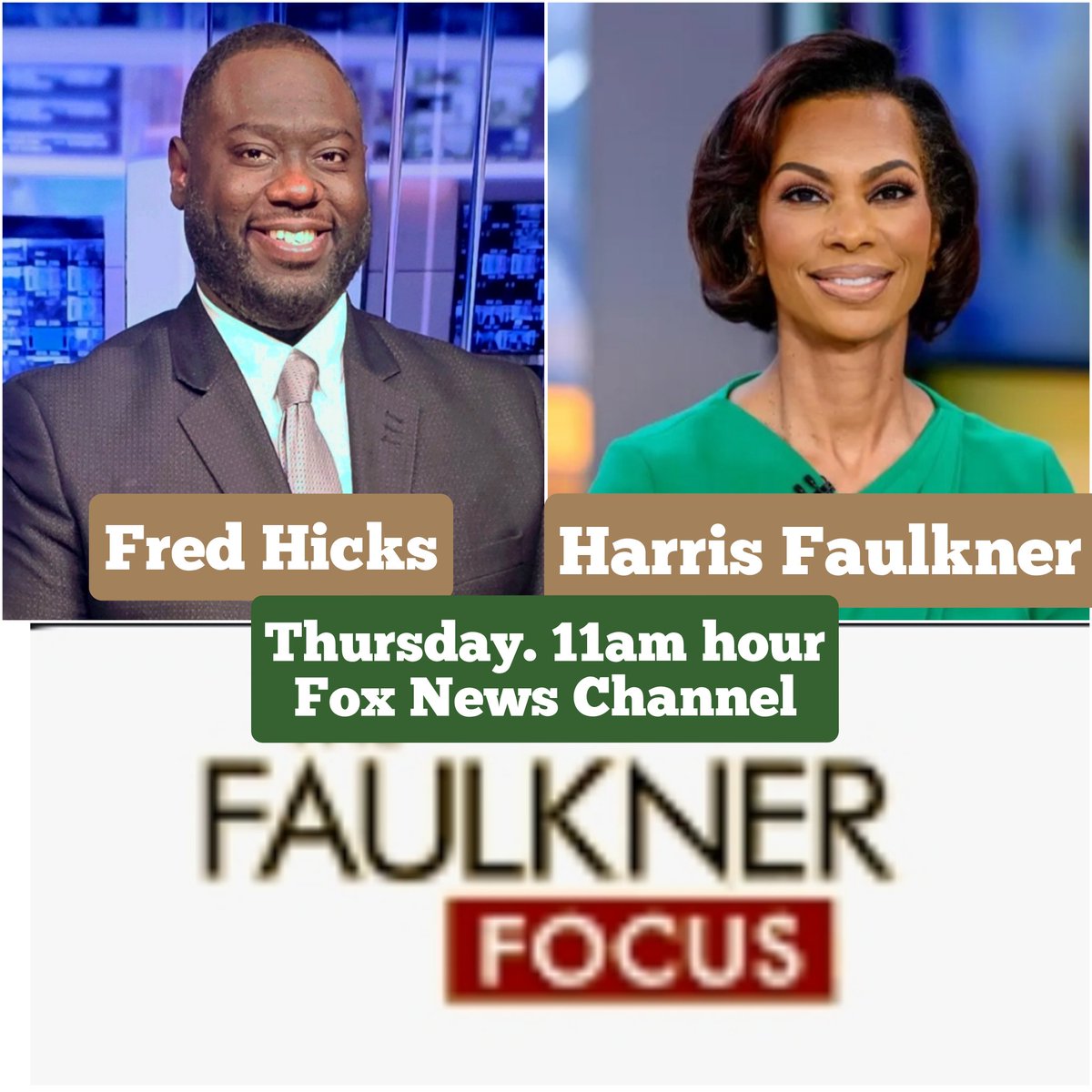 hicksreport's tweet image. If you're not in front of your tv /on your streaming device from 11am to noon TODAY watching @FaulknerFocus, then you're going to miss a good show.
I'm looking forward to my weekly discourse with @HARRISFAULKNER today. Catch us on @FoxNews
#FaulknerFocus #Hicksreport