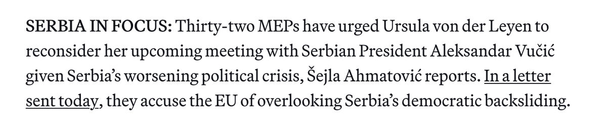 contextual94's tweet image. In today's Brussels Playbook: 32 MEPs demand von der Leyen cancel her upcoming meeting with #Serbia's President Vučić. “The EU’s policy toward the Western Balkans has failed spectacularly,” Slovenian MEP @IJoveva told me. “We need a complete overhaul.”