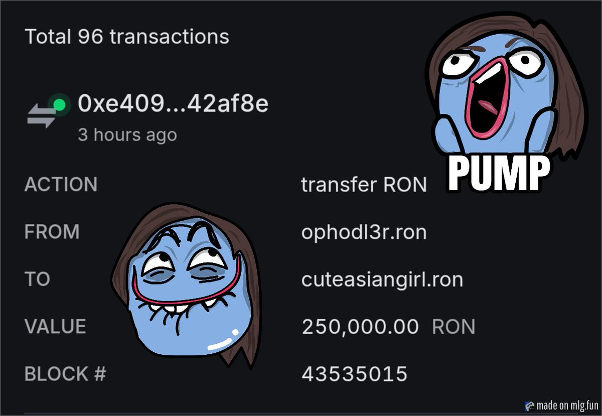 A Valid Update Cuties! ✨💋

A silent move has been done, targeting to be a Ronin Validator! Only a few noticed it but the Cutest is ready to make you blush soon!!

A blushing 250,000 $RON was already transferred to cuteasiangirl.ron (<a href="/thetickeriscag/">Cute Asian Girl $CAG</a> ) by our daddy <a href="/OP_hodl3r/">𝓐𝓳𝓮𝓳𝓮 ₿𝓻𝓪𝔃𝓸𝓻𝓯 ∞/21M (✈️,🏨)</a>!!!