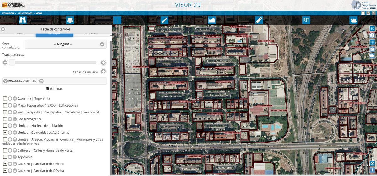 IGEAR_Aragon's tweet photo. 📢Disponible en el #Visor2D de #ICEARAGON el catastro de rústica y urbana de 2025.
👉https://t.co/kCSIa1JLHi https://t.co/h1rq5Hs53x