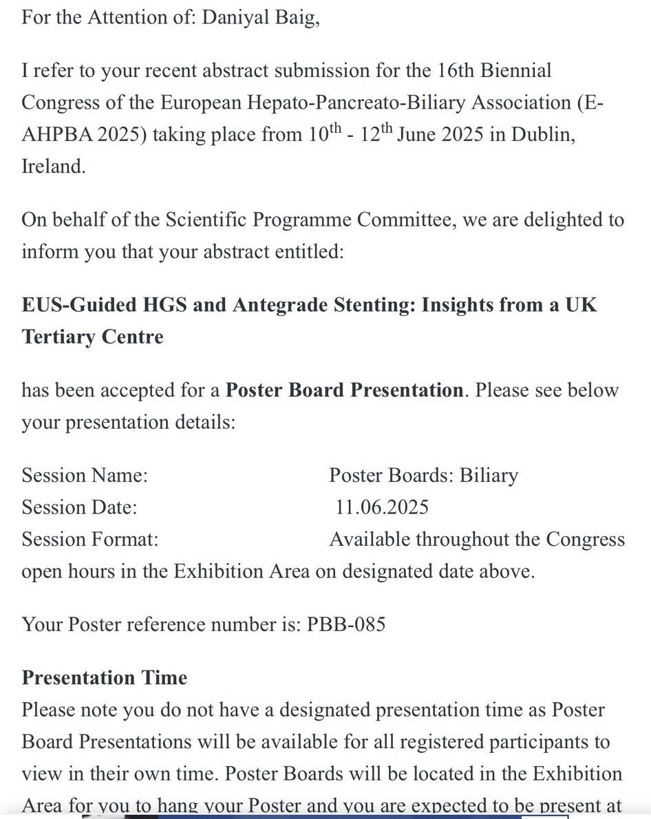 Sajjad Mahmood (@smkahlon) on Twitter photo Looking forward to present our EUS/HGS/Antegrade biliary stent experience <a href="/EAHPBA/">E-AHPBA</a> in Dublin this year!!!
Thank you@Daniyal Baig for putting abstract together <a href="/pawanlekharaju/">Venkata Pawan Kumar</a>
<a href="/MoGamil5/">Mohamed Gamil</a> <a href="/MFTnhs/">MFT NHS</a> <a href="/WythenshaweHosp/">Wythenshawe Hospital</a> <a href="/WythEndo/">WythenshaweEndoscopyMFT</a> Looking forward to present our EUS/HGS/Antegrade biliary stent experience <a href="/EAHPBA/">E-AHPBA</a> in Dublin this year!!!
Thank you@Daniyal Baig for putting abstract together <a href="/pawanlekharaju/">Venkata Pawan Kumar</a>
<a href="/MoGamil5/">Mohamed Gamil</a> <a href="/MFTnhs/">MFT NHS</a> <a href="/WythenshaweHosp/">Wythenshawe Hospital</a> <a href="/WythEndo/">WythenshaweEndoscopyMFT</a>