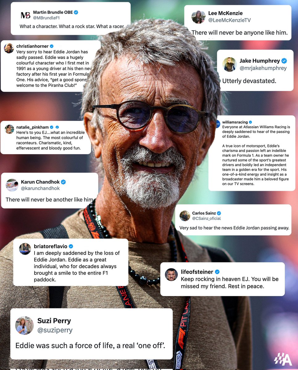 Seeing the tributes flooding in for Eddie Jordan shows how close the Formula one bunch is!

Gone but never forgotten 💔 

RIP EJ

#F1 #ChineseGP

📸 credit: <a href="/autosport/">Autosport</a>
