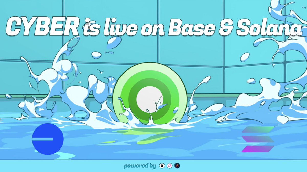 CYBER is live on <a href="/base/">Base</a> &amp; <a href="/solana/">Solana</a>! 🟢🔵🟣

Powered by <a href="/LayerZero_Core/">LayerZero</a>, CYBER<>USDC pools are now on <a href="/Uniswap/">Uniswap Labs 🦄</a> &amp; <a href="/MeteoraAG/">Meteora</a>.

What does this mean? CYBER is more accessible, tradable, and connected to thriving crypto x AI ecosystems.

Official CAs below 👇