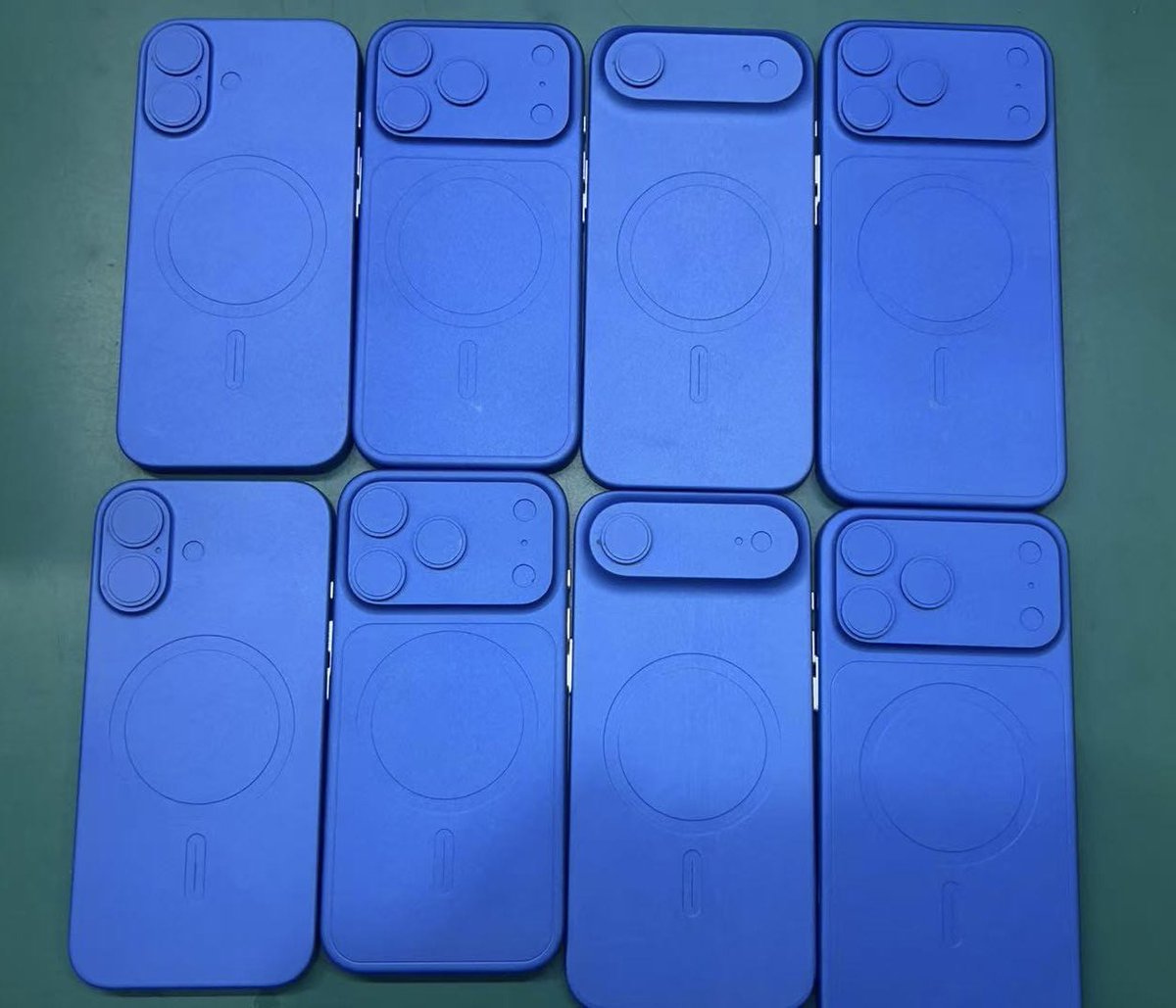 SonnyDickson's tweet image. Here's another look at some iPhone 17 dummies, Notice on the Pro models where the glass will change.