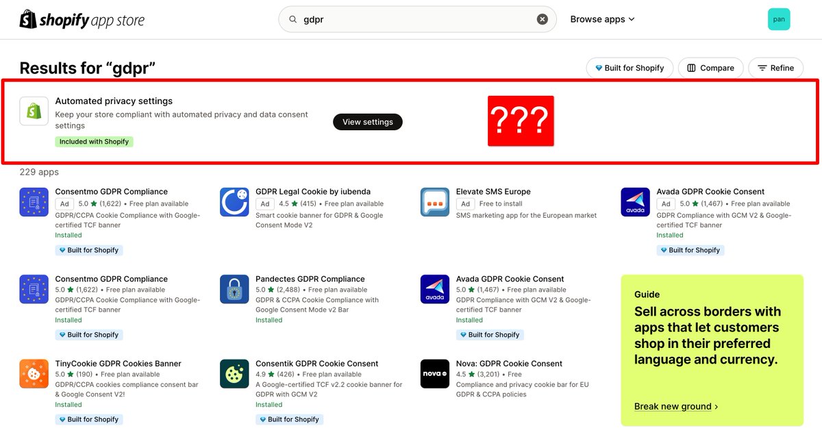Curious about the recent changes to the Shopify App Store. We’ve noticed that Shopify’s built-in solution is being promoted before ads &amp; third-party app results. Can <a href="/Shopify/">Shopify</a> and @ShopifyPartners share the reasoning behind this shift? <a href="/harleyf/">Harley Finkelstein</a> <a href="/liam_at_shopify/">Liam Griffin</a> <a href="/tobi/">tobi lutke</a> <a href="/glencoates/">Glen Coates</a>
