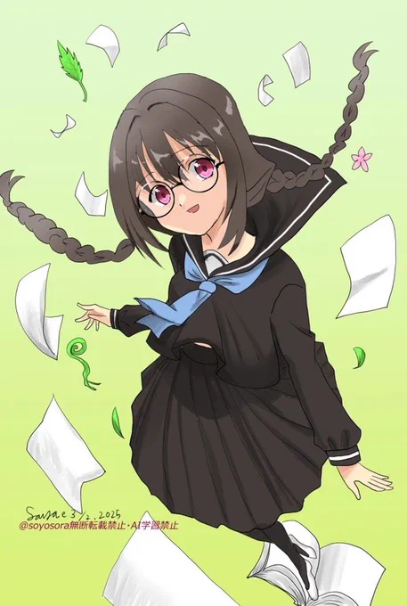 #一次創作祭り春の陣2025一枚目「空駆り少女アプリコット」主人公アプリコット二枚目「おとぎの国の魔女薬局」新米魔女子高生兼店長、本間佐保子三枚目、二枚目と同じタイトルから平凡な高校生兼従業員、天方彼方アプリコットは完結しており、魔女薬局は構想段階で形になってません。 