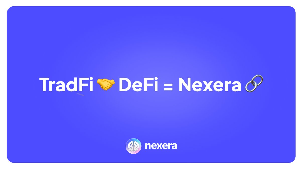 Nexera_Official's tweet image. Let Nexera take the wheel and drive TradFi and DeFis closer together 🚙

Nexera solves compliance, security, and interoperability challenges for institutional capital making its way on-chain.

We’re cruising into an exciting new financial future.