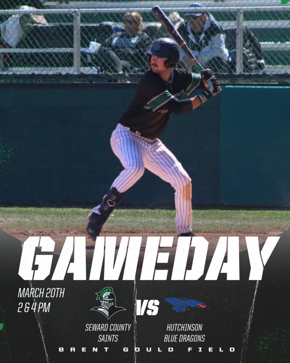 It’s Game Day!⚾️⚫️🟢
Seward County kicks off a four game series against the Hutchinson Blue Dragons at home with today’s games scheduled for 2 &amp; 4 PM
🔗 SewardSaints.com
📌 Brent Gould Field
📺 sewardsaints.com/information/SC…