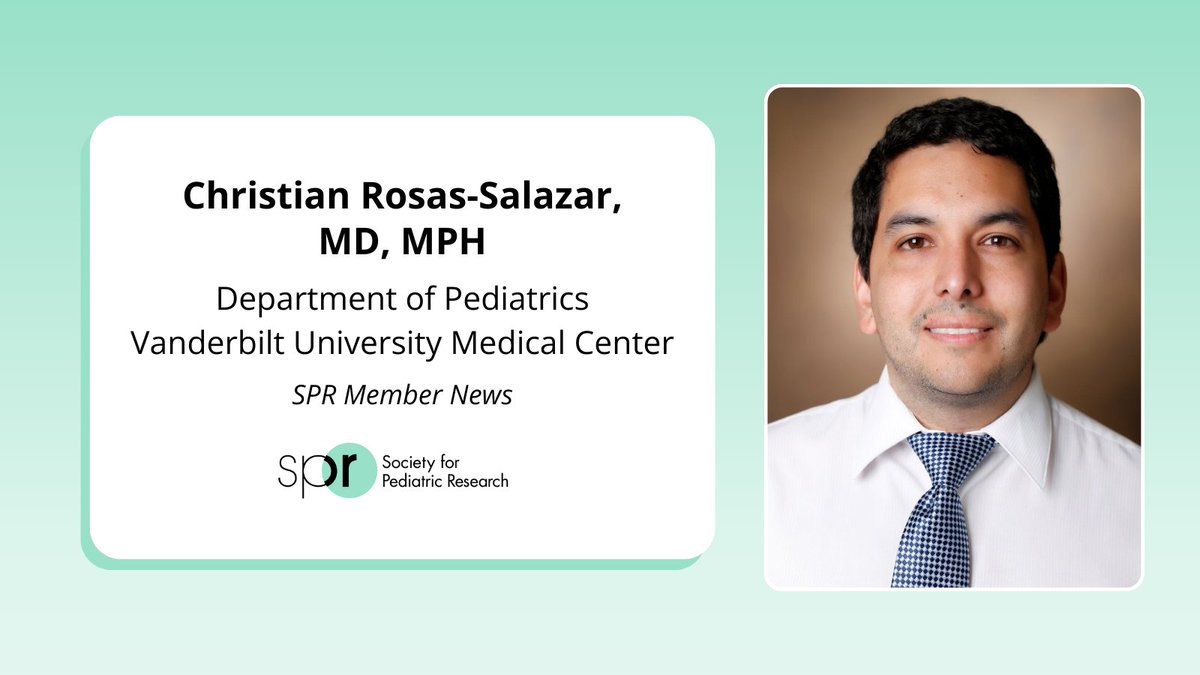 SPR (@socpedresearch) on Twitter photo SPR Member, Dr. Christian Rosas-Salazar <a href="/crosassalazar/">Christian Rosas-Salazar, MD, MPH</a> and his team <a href="/VUMCDiscoveries/">Vanderbilt University Medical Center</a> seek to determine the age when infants are most susceptible to the risk of developing childhood asthma once exposed to antibiotics.
Read more: ow.ly/pqX150Vk1xL SPR Member, Dr. Christian Rosas-Salazar <a href="/crosassalazar/">Christian Rosas-Salazar, MD, MPH</a> and his team <a href="/VUMCDiscoveries/">Vanderbilt University Medical Center</a> seek to determine the age when infants are most susceptible to the risk of developing childhood asthma once exposed to antibiotics.
Read more: ow.ly/pqX150Vk1xL