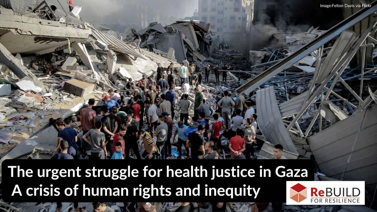 ReBUILD for Resilience (@rebuildrpc) on Twitter photo 'The Urgent Struggle for Health Justice in #Gaza: A Crisis of Human Rights & Inequity' is a recent editorial that argues that health justice goes beyond access to healthcare, involving institutional & political forces
rebuildconsortium.com/resources/healā¦
<a href="/sallytheobald/">Sally Theobald</a> <a href="/WesamMansour_/">Wesam Mansour</a> 'The Urgent Struggle for Health Justice in #Gaza: A Crisis of Human Rights & Inequity' is a recent editorial that argues that health justice goes beyond access to healthcare, involving institutional & political forces
rebuildconsortium.com/resources/healā¦
<a href="/sallytheobald/">Sally Theobald</a> <a href="/WesamMansour_/">Wesam Mansour</a>