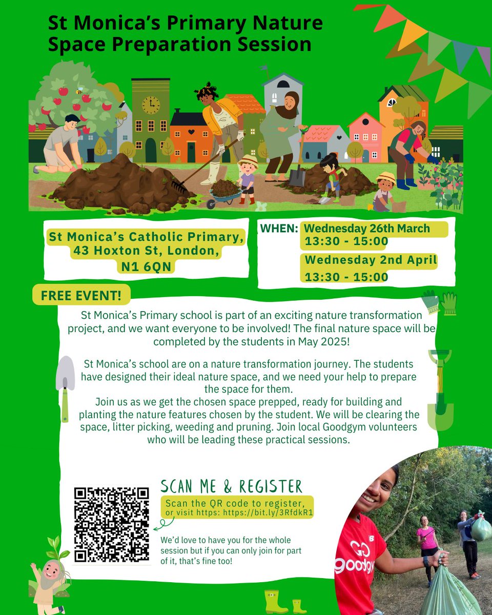 🌱 St Monica’s Primary Nature Space Preparation!

Join us in our exciting transformation project! Help prepare the space for building and planting the nature features chosen by students. Get involved and create a vibrant, green haven for all to enjoy!

#StMonicas #Hackney