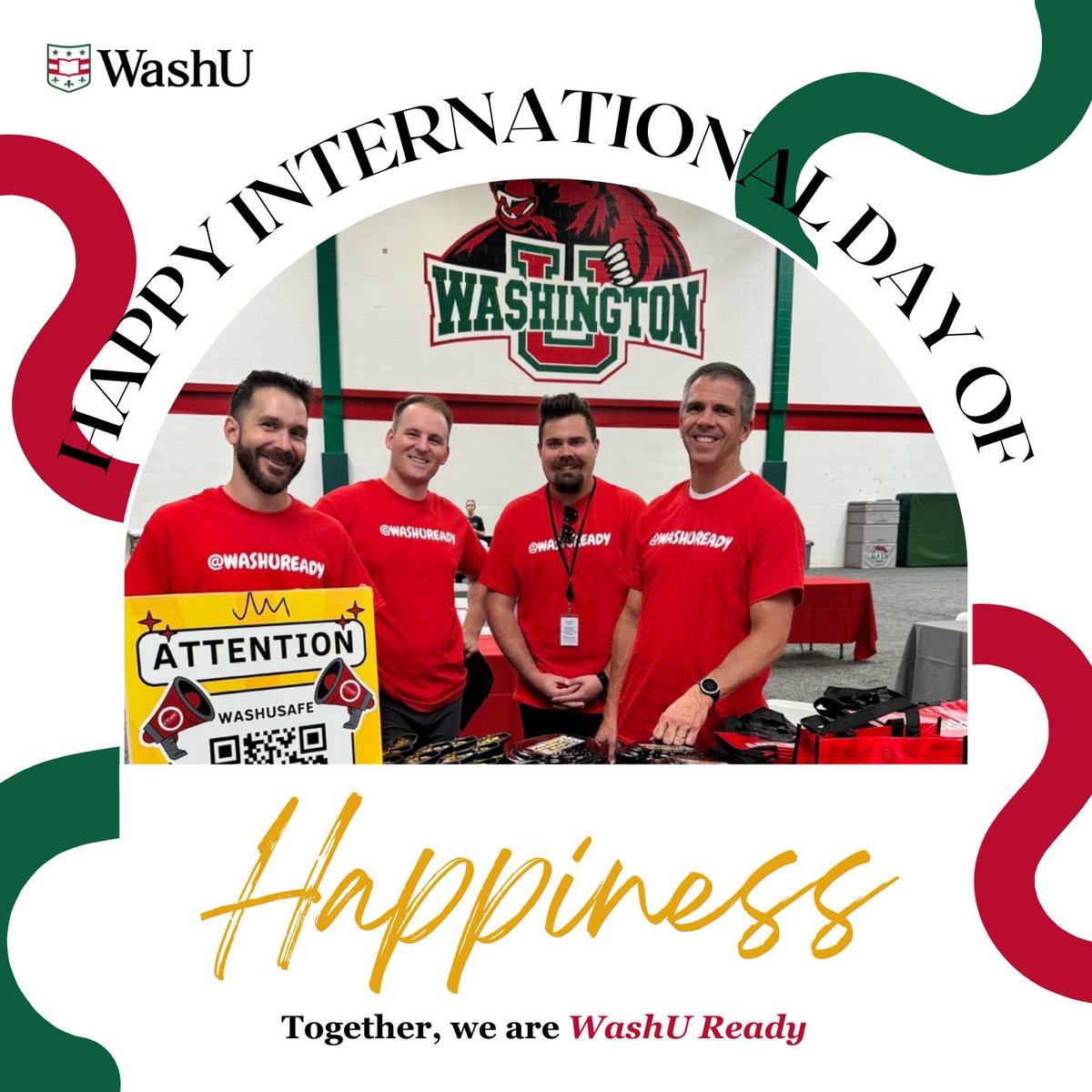 WashU Ready (@washuready) on Twitter photo Smiling faces, strong community! 😃❤️ This #InternationalDayOfHappiness, we’re celebrating the joy that comes from working together to keep our campus prepared & #WashUReady!
A prepared team is a happy team—what brings you happiness today? 💬👇
Together, we are <a href="/WashUReady/">WashU Ready</a>! Smiling faces, strong community! 😃❤️ This #InternationalDayOfHappiness, we’re celebrating the joy that comes from working together to keep our campus prepared & #WashUReady!
A prepared team is a happy team—what brings you happiness today? 💬👇
Together, we are <a href="/WashUReady/">WashU Ready</a>!