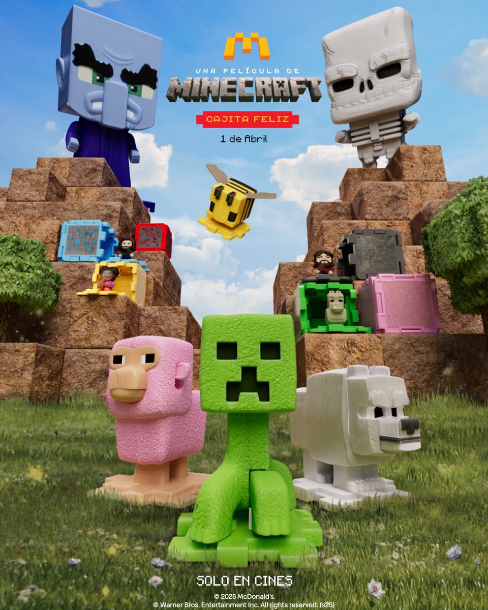 mcdonaldspa's tweet image. #UnaPelículaDeMinecraft McCombo y Cajita Feliz van a spawnear el 1 de Abril ¿Están listos?