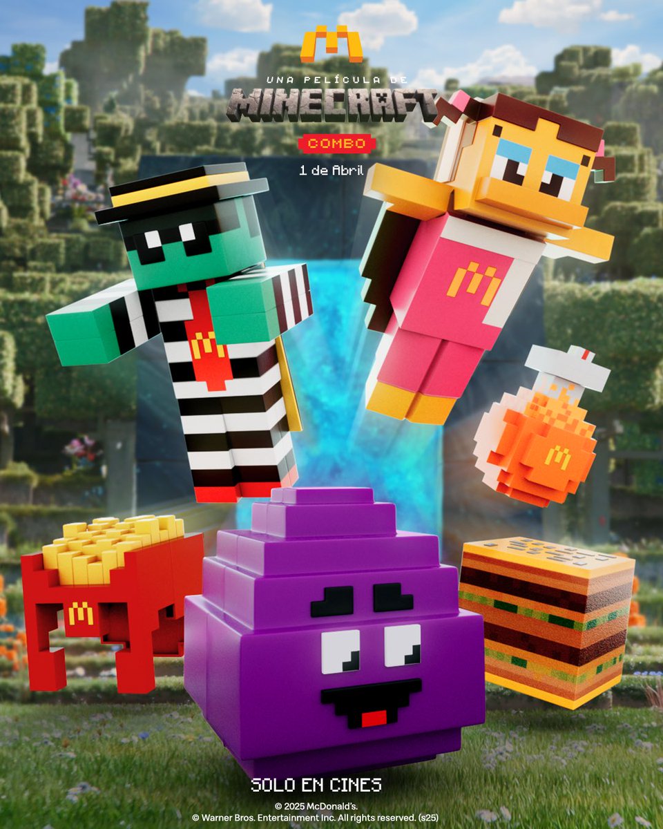 mcdonaldspa's tweet image. #UnaPelículaDeMinecraft McCombo y Cajita Feliz van a spawnear el 1 de Abril ¿Están listos?